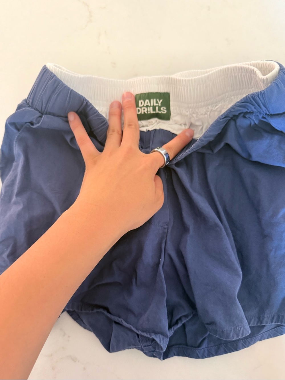 Daily Drills Blue Running Shorts with White Waistband